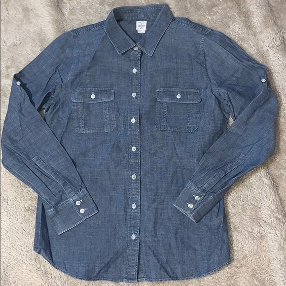J. Crew Tops - J Crew Chambray Shirt Size Large